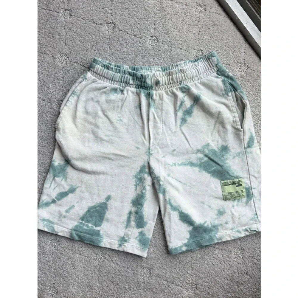 Zara Green/blue and White Tie-Dye Drawstring Shorts for boys sz 9
